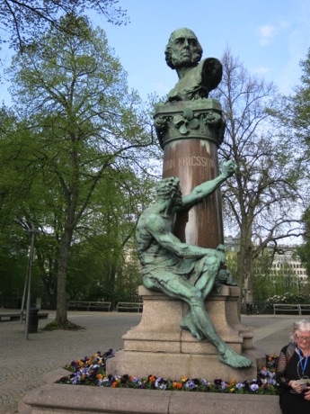 monument to John Erickson, inventor of boat propeller, designed and built the Monitor war ship.